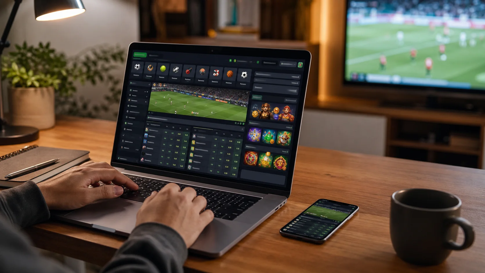 Plataforma doublebet em notebook e celular com apostas esportivas e cassino online
